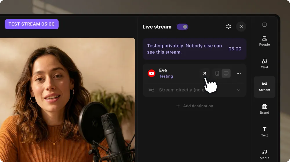 Test your live stream before going live