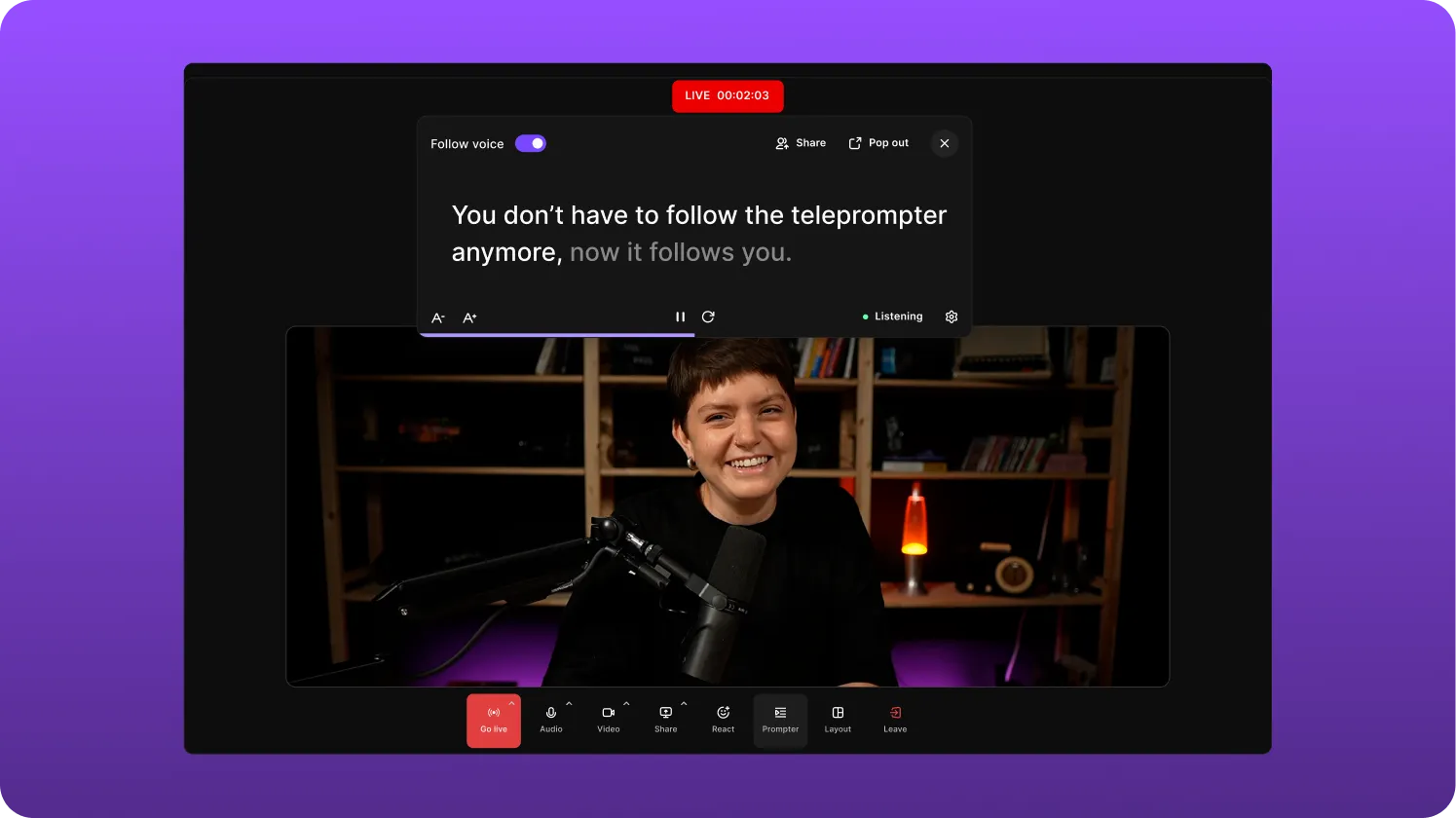 Teleprompter that follows your voice