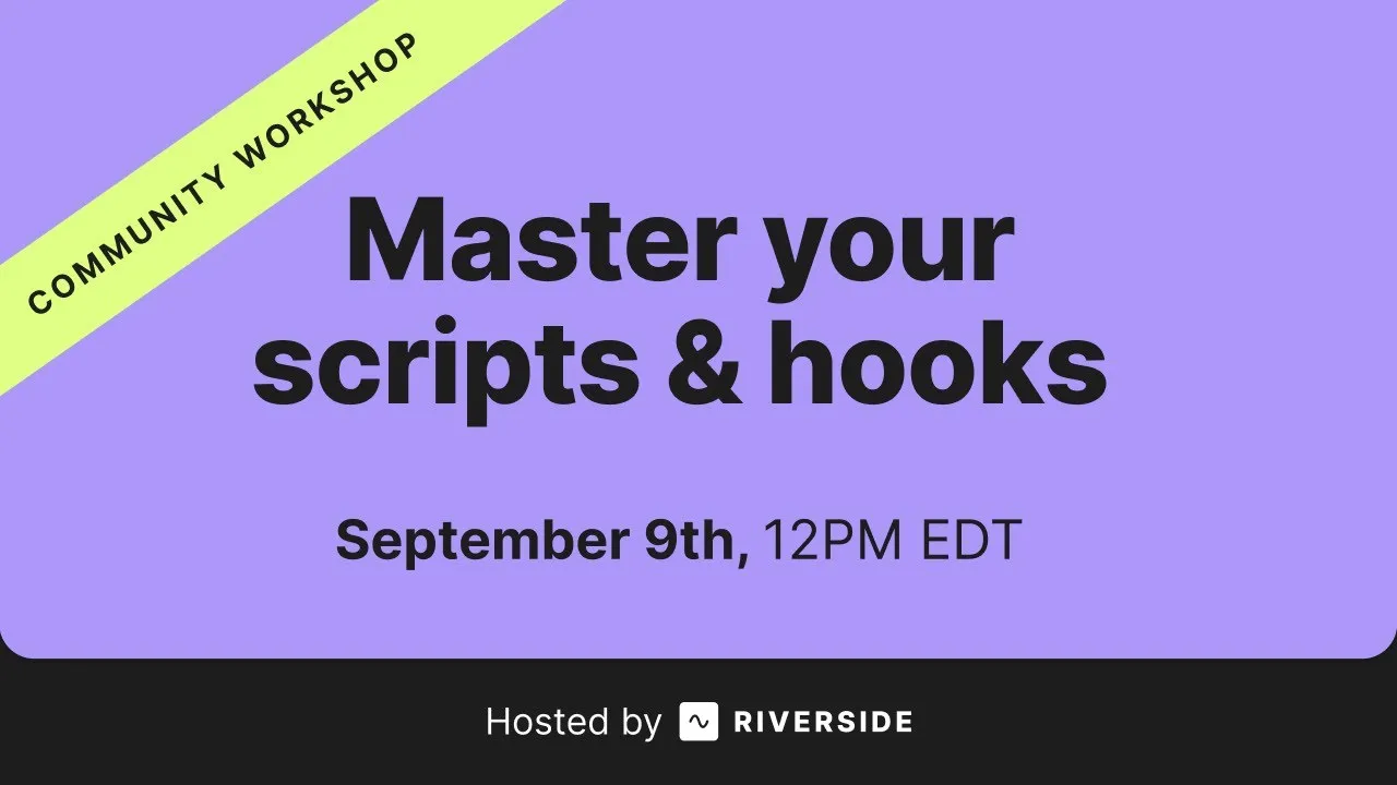 Live workshop: Master scripting and hook writing