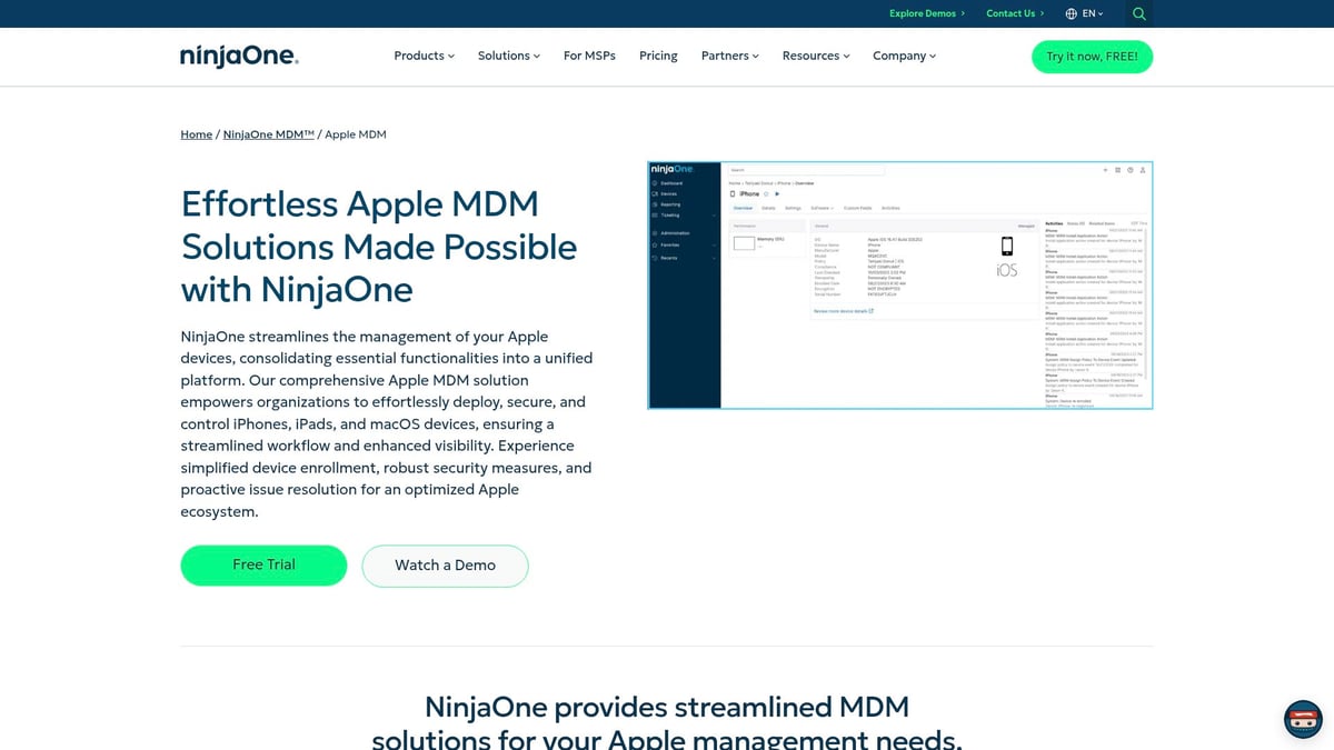 Die 7 Best Apple MDM Tools für Unternehmen 2025 - NinjaOne