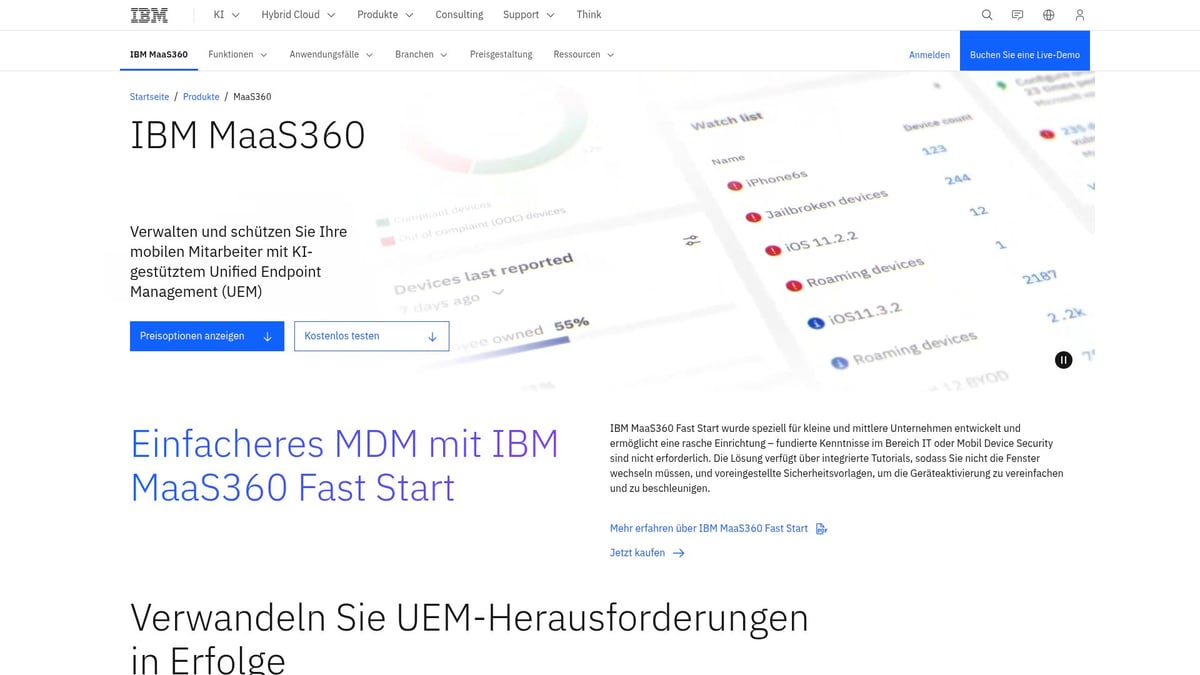 Die 7 Best Apple MDM Tools für Unternehmen 2025 - IBM Security MaaS360