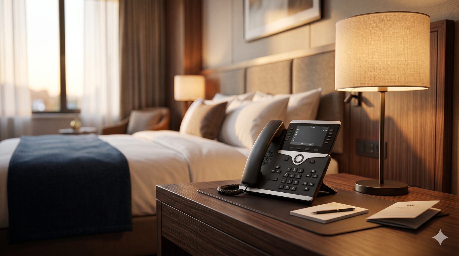 Hotel-Telefonanlage modern: Zimmer-Telefonie mit Branding und zentraler Steuerung