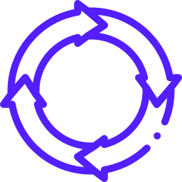 Purple circular arrows representing continuous cycle or recycling process