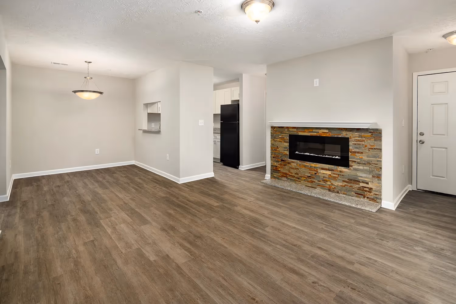 living area with fireplace