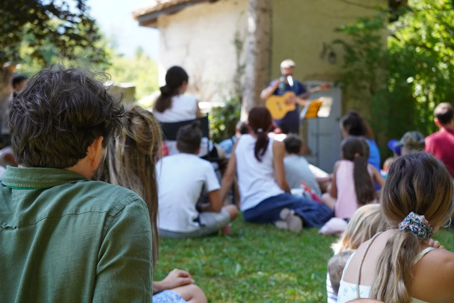 people watching outside performance stock image