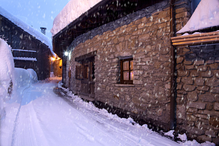 The outdoor entrance of the la petite in courmayeur by little gems
