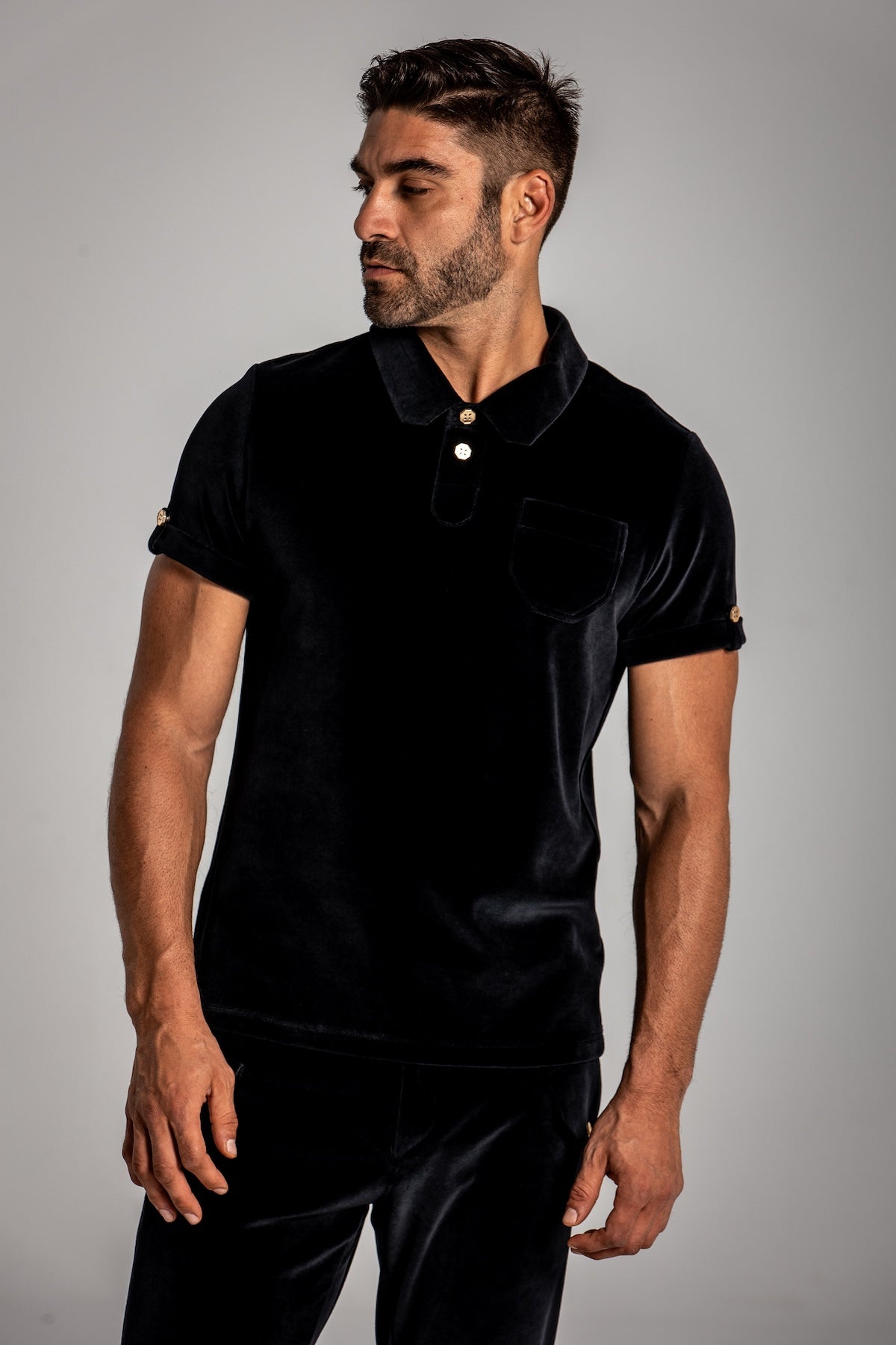 VELOUR SUIT 01 // POLO // BLACK