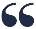 Stylized pair of dark blue quotation marks on white background.