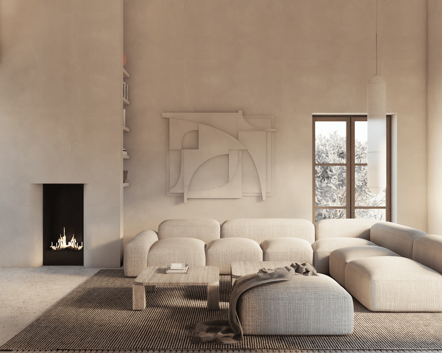 Anjora Design Finca Design Mallorca Wohnzimmer Kamin Interior