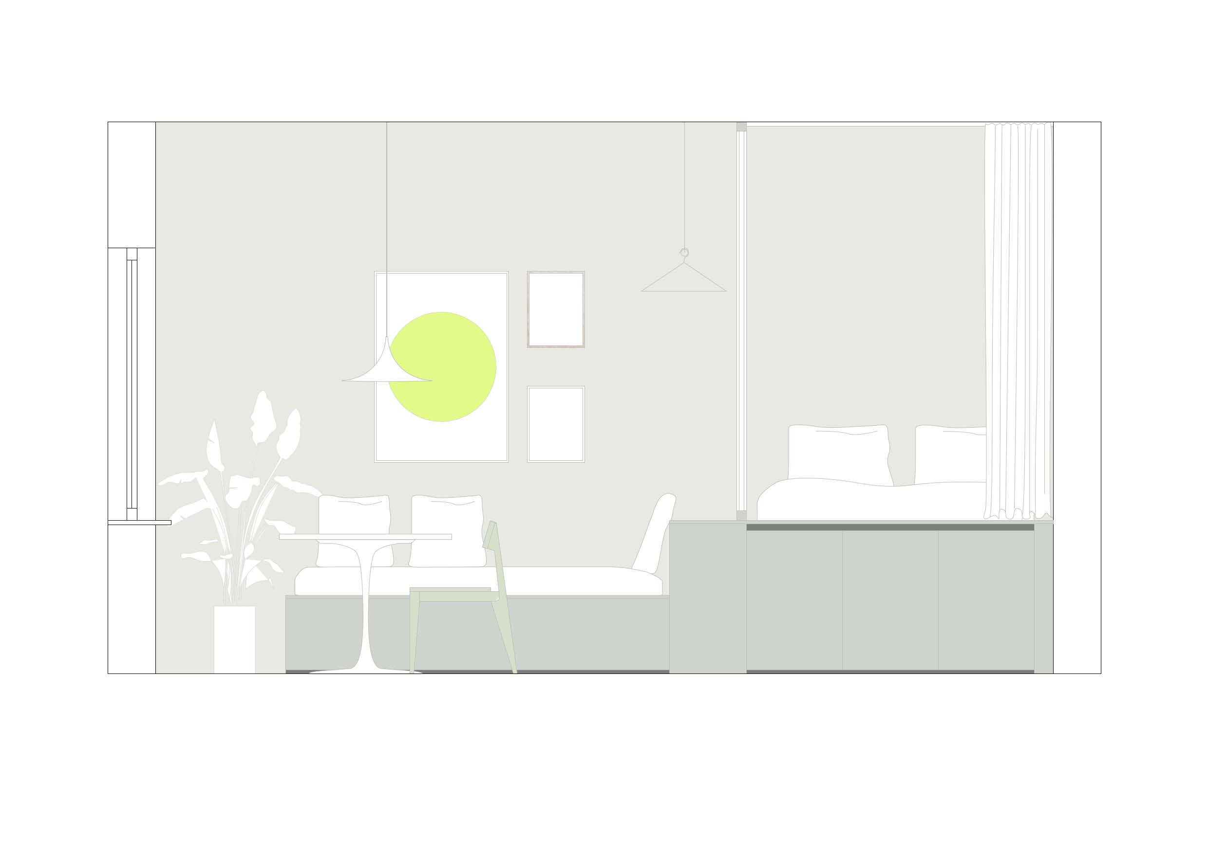 Anjora Design Interior Design Neubau Berlin Charlottenburg Ansicht Schlafzimmer Esszimmer