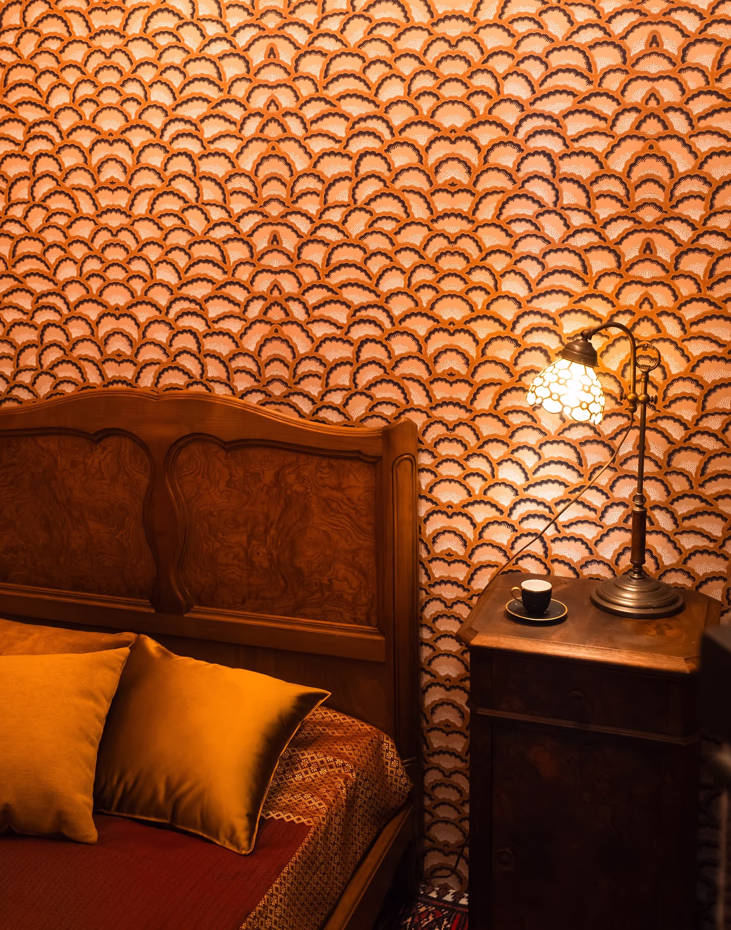 Photo de la scénographie pour l'écomusée de Colombire, ici le papier-peint