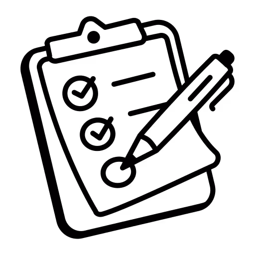Clipboard and pencil icon representing marketing support tasks like social media and content updates