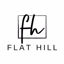 Flat Hill logo with stylized lowercase 'fh' inside a square outline above the text 'FLAT HILL'.