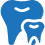 Two dental tooth shapes, one larger, one smaller, representing dental elements.