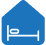 House icon with bed inside, representing a lodging or bedroom element.