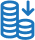 Stacked coin icons with a downward arrow, indicating decreasing value.