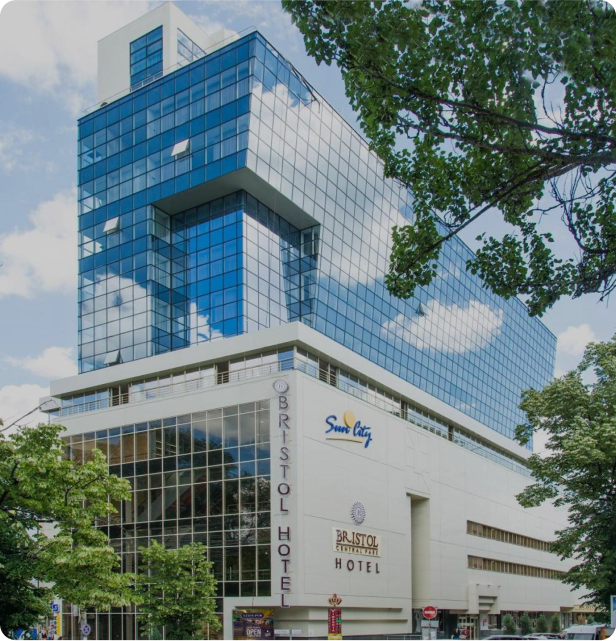BRISTOL HOTEL Architectural building structure serving as a visual content display element.