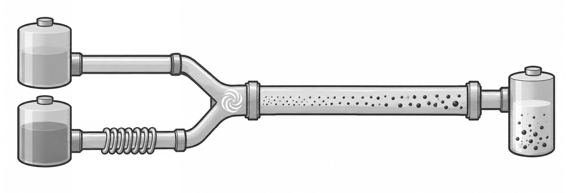 Diagram of continuous-flow hydrothermal synthesis technology.