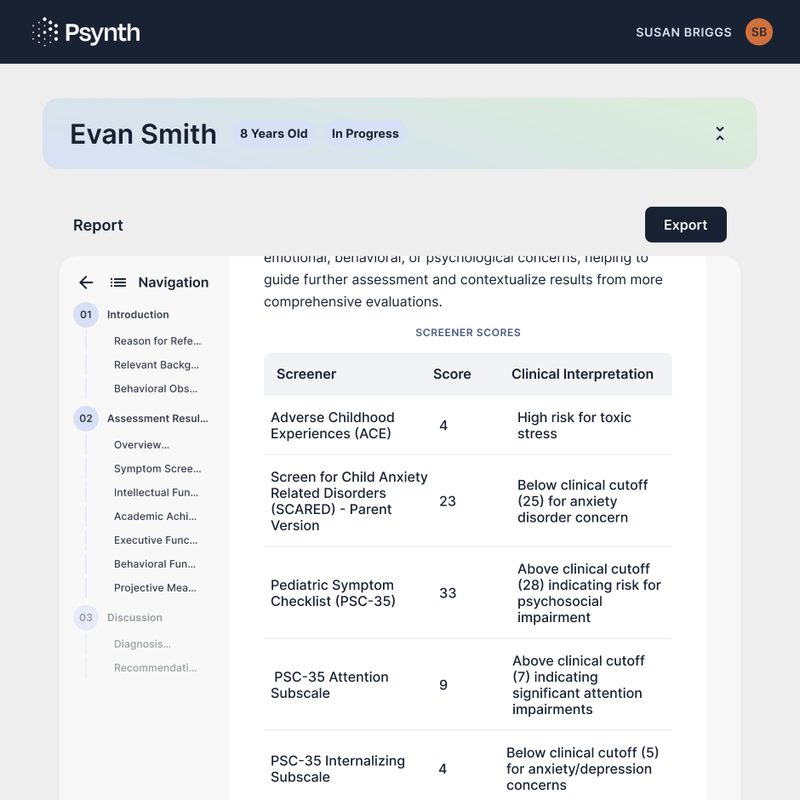 Psychological Report Writing Software | Psynth
