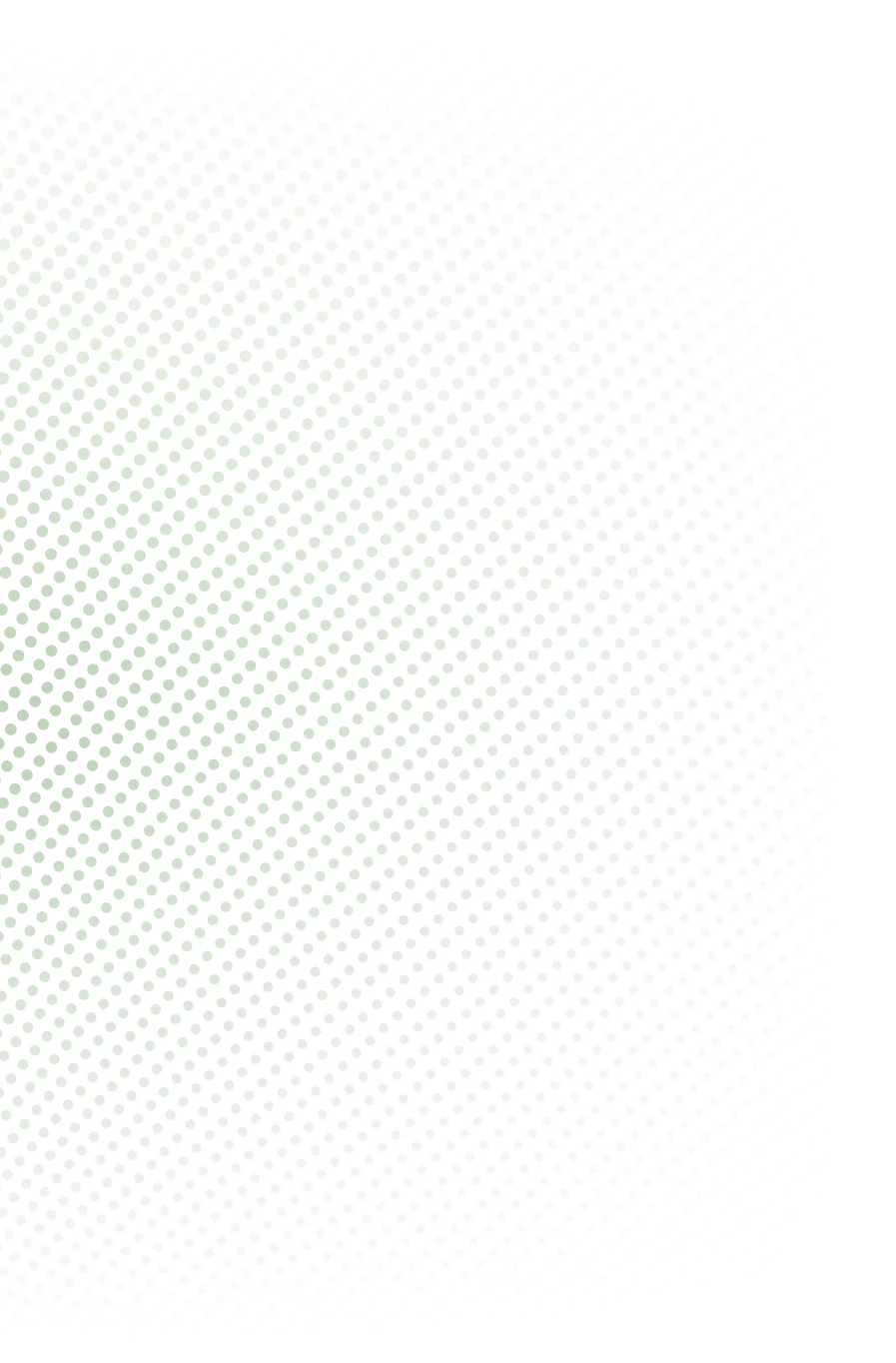Green halftone dot pattern radiating from the left side on a white background.