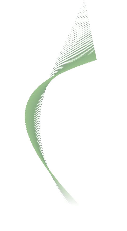 Curved, tapering green ribbon-like shape with dotted texture on a white background.