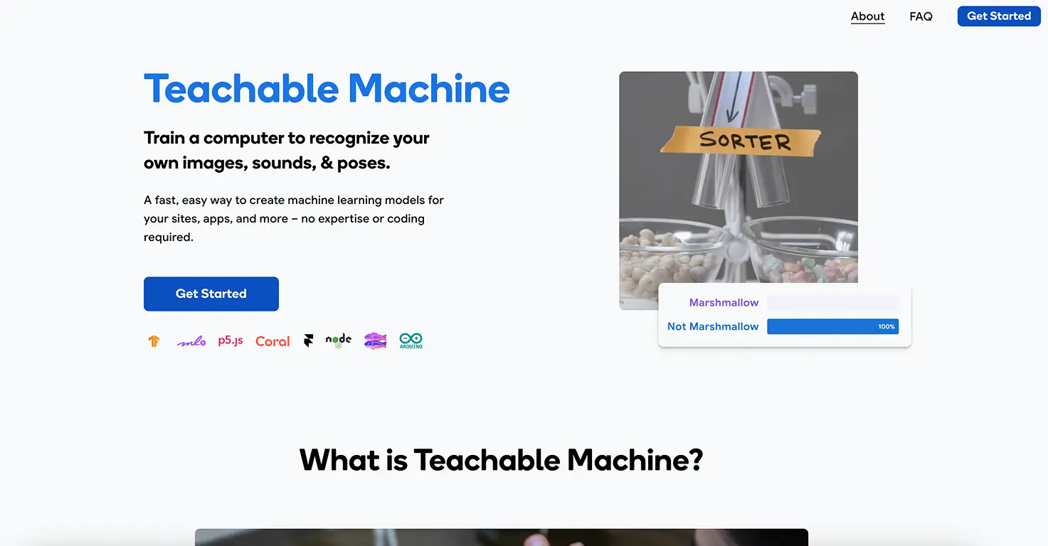 Teachable Machine AI tool for kids - Google machine learning training interface