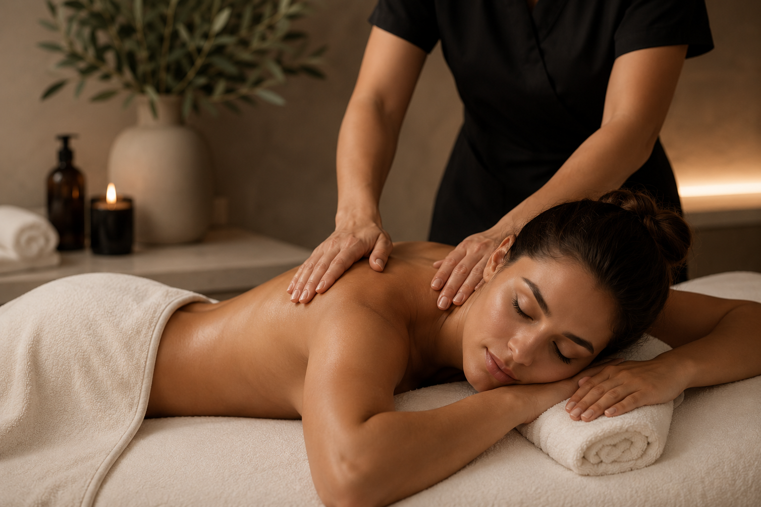 Relaxing therapeutic massage at Razberris Hair, Nail & Spa Salon in Toms River, NJ, featuring customized massage therapy for stress relief, relaxation, and overall wellness."