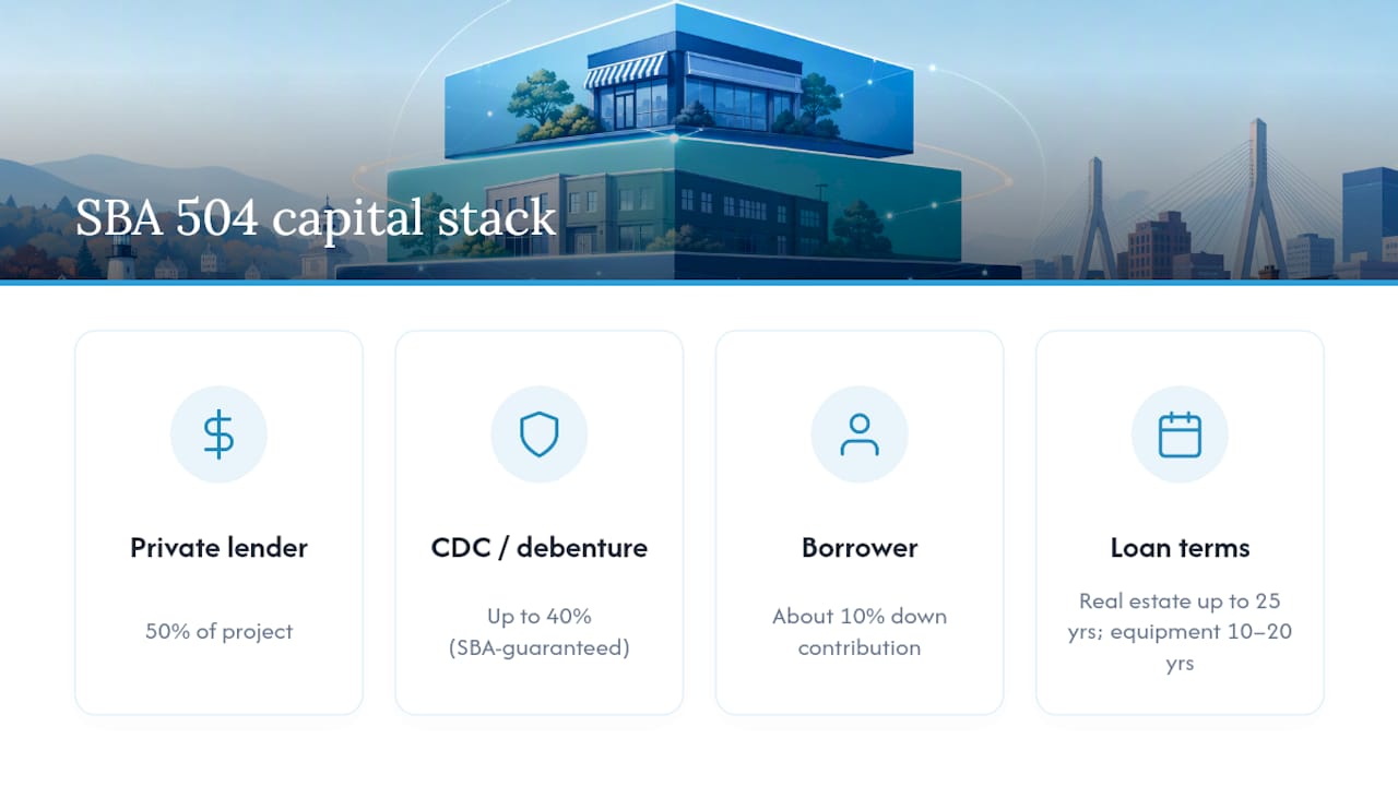 SBA 504 financing structure percentages and terms