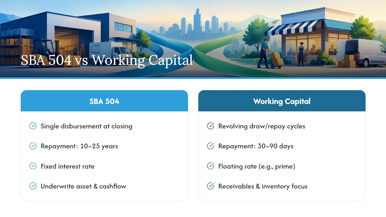 SBA 504 and working capital comparison