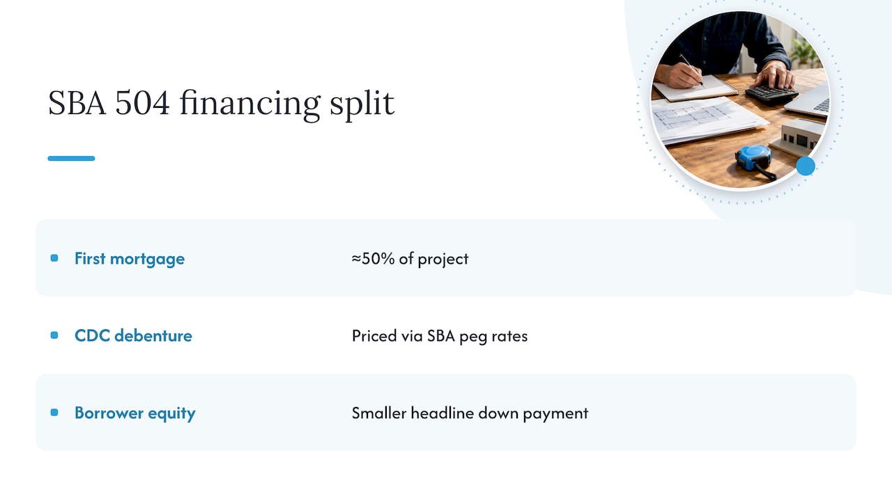 Three-part SBA 504 financing structure