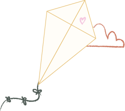 Image is of an origami kite with hand drawn tail and cloud. This represents our service industry - recreation.