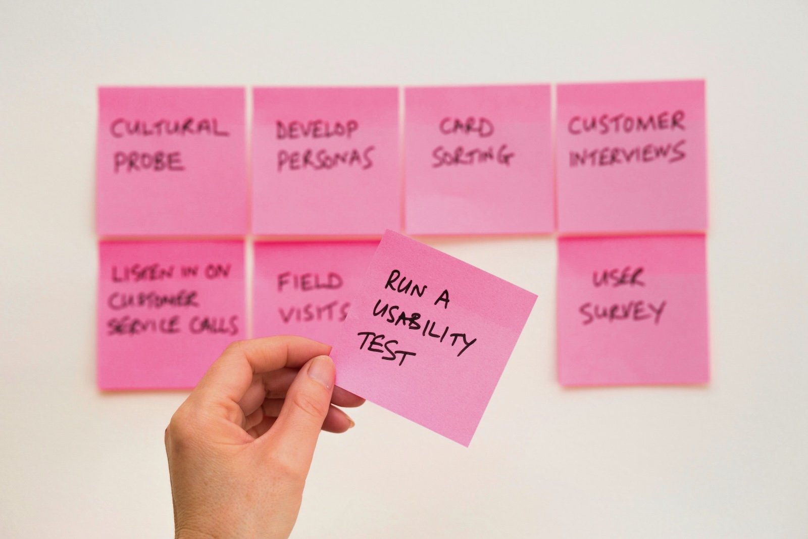 Stock image of sticky notes on a desk to represent site auditing and planning offered by Hello Minneaux.