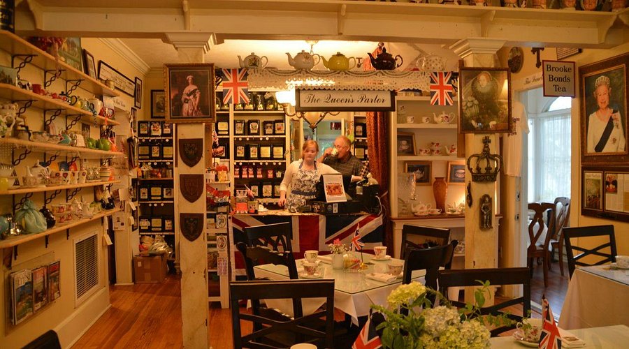 Inside The English Tea Room, an immersive London experience located in Downtown Covington, LA
