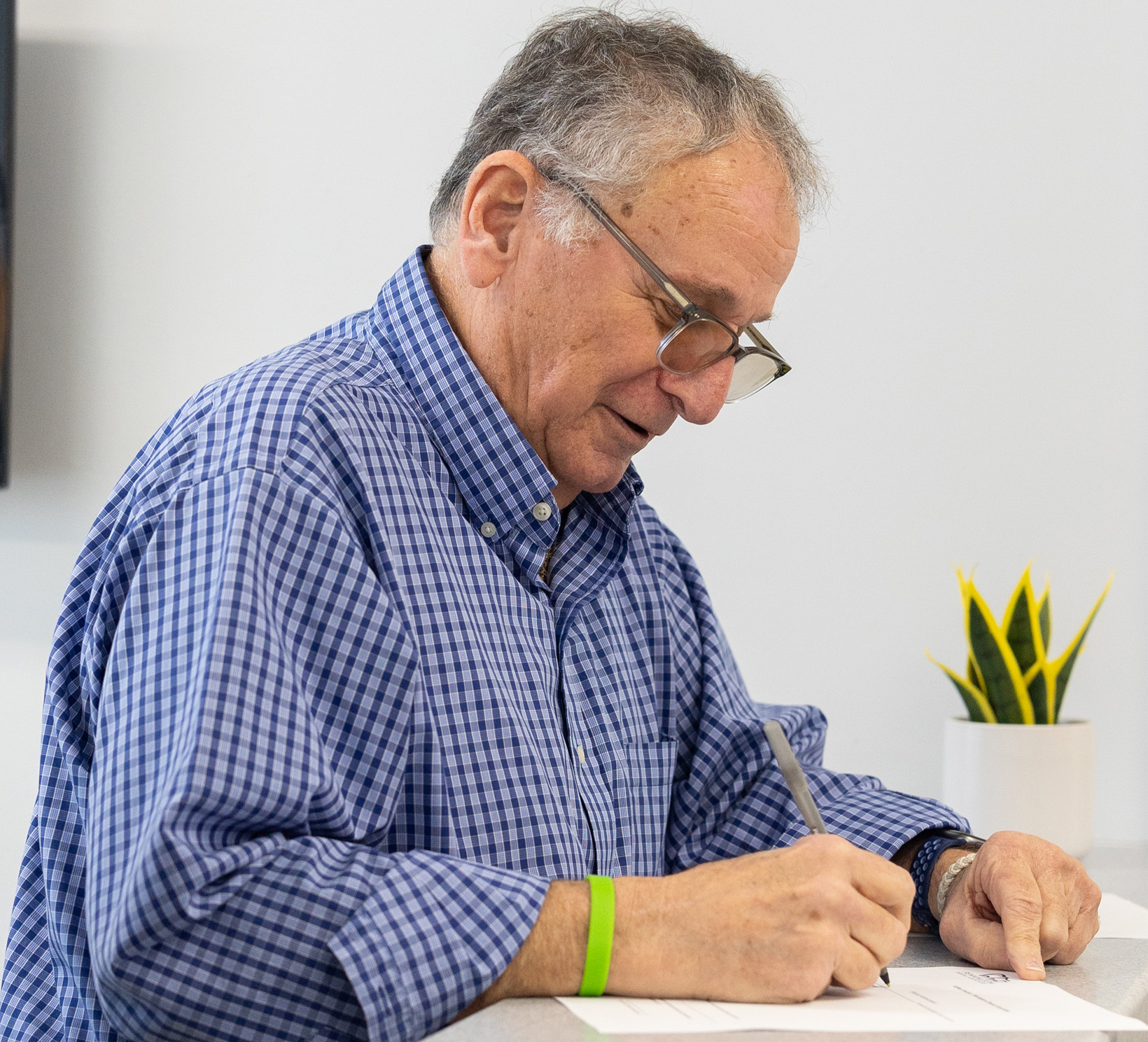 Patient completing form