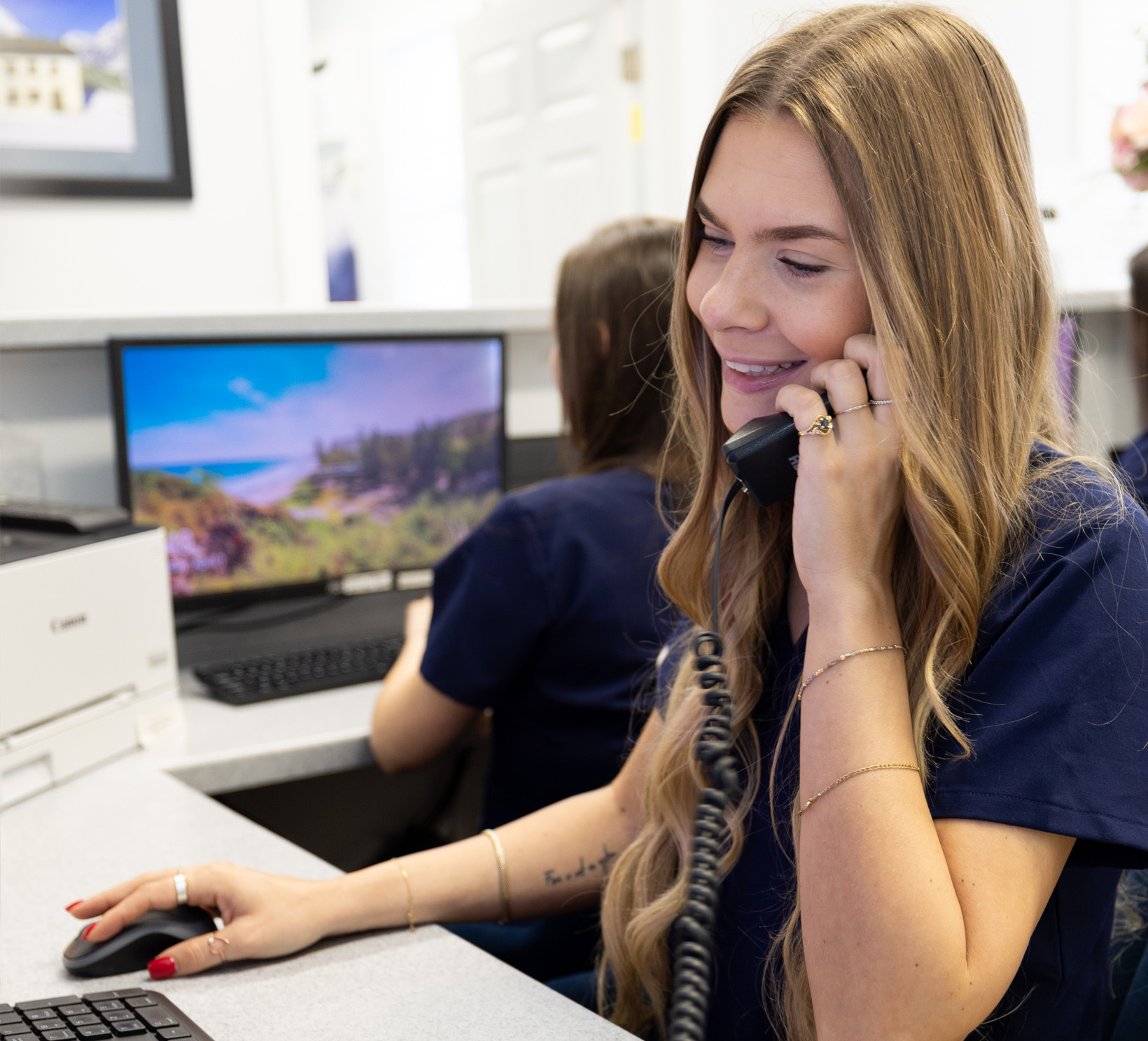 Answering phone Front Desk