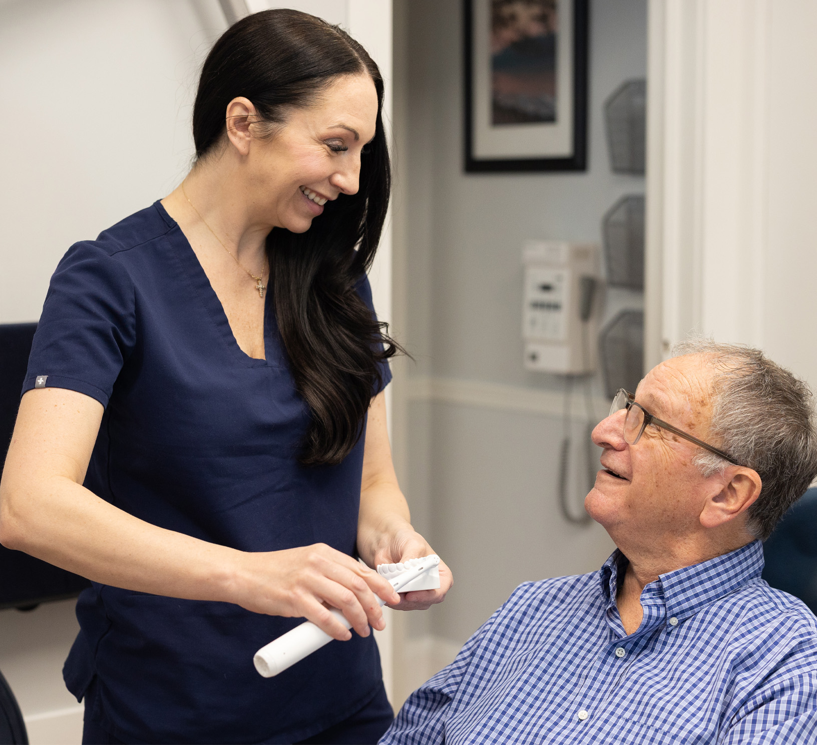 Devon, the dental hygienist, with patient