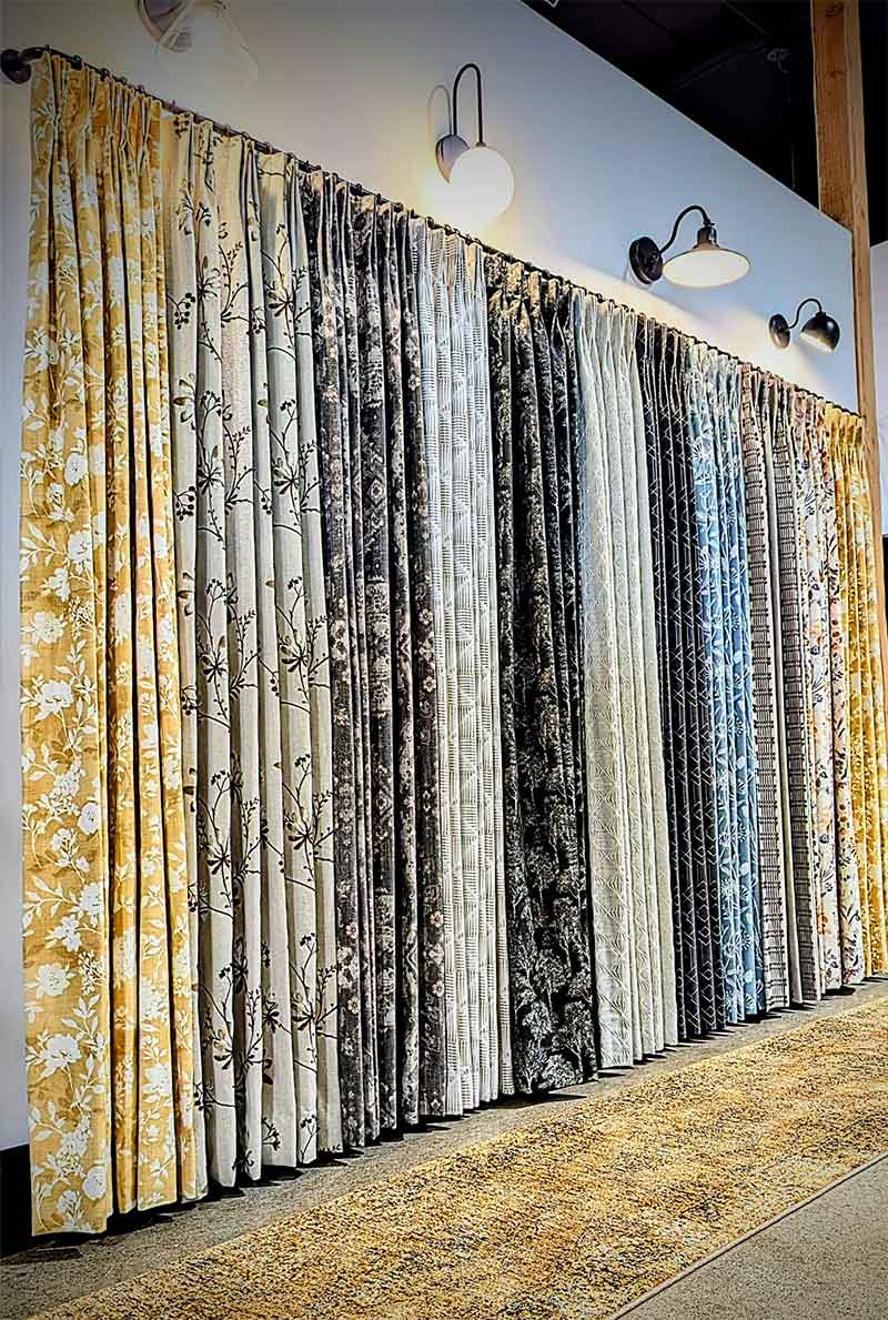 drapery samples in showroom