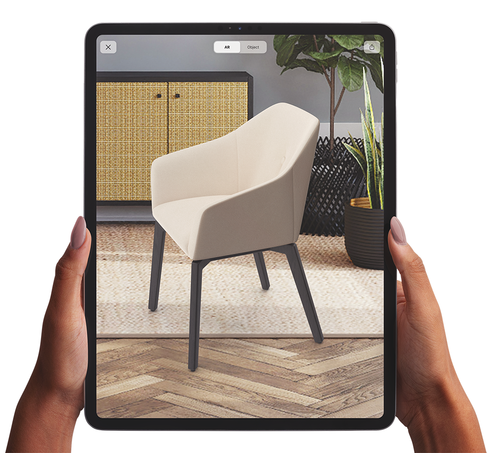 AR view of a chair in iPad