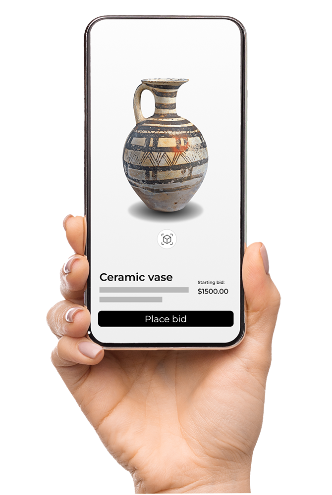 View auction items as a 3D model on mobile phone