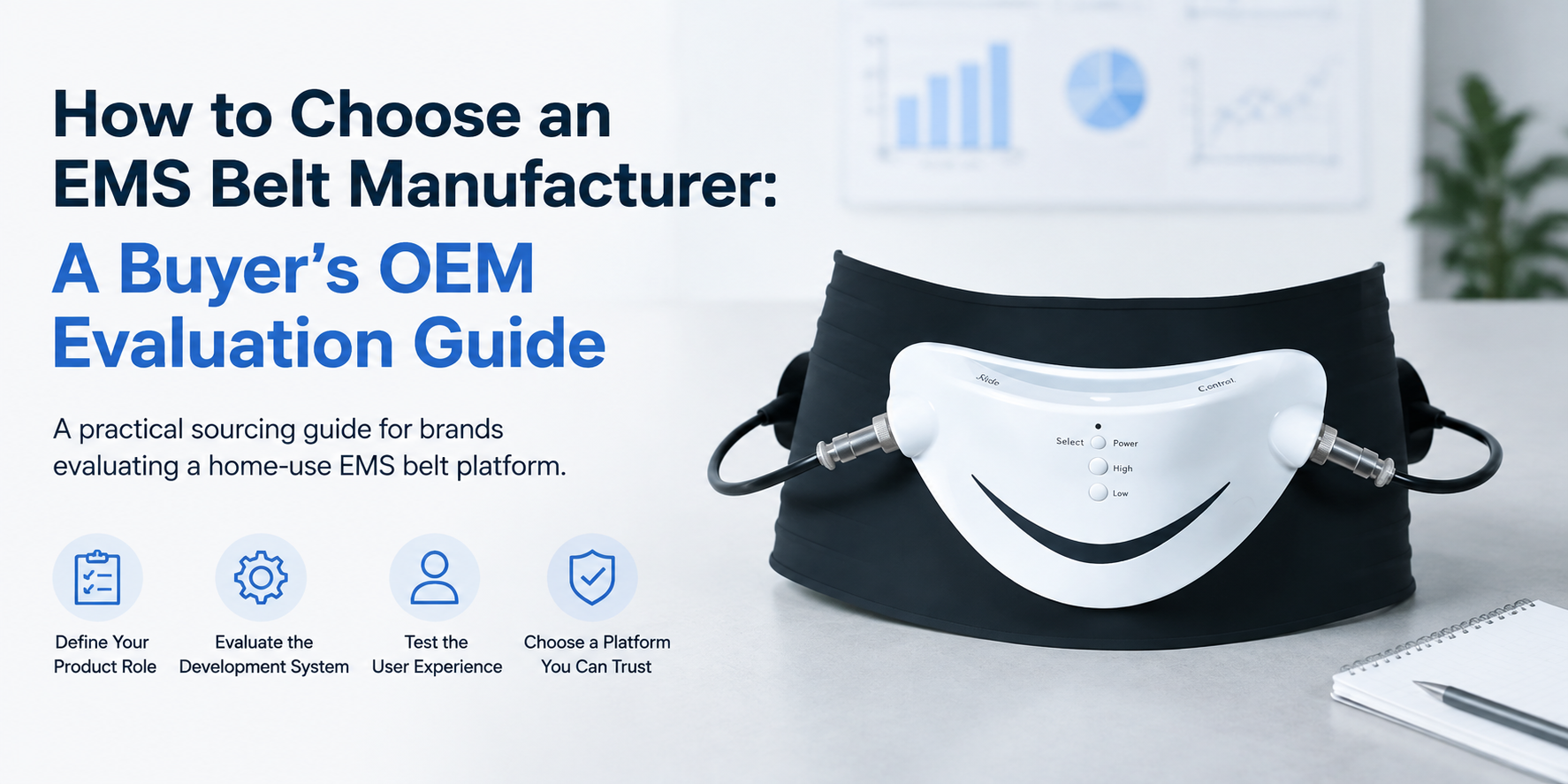 Woman wearing a waist sculpting belt in a conceptual product marketing scene