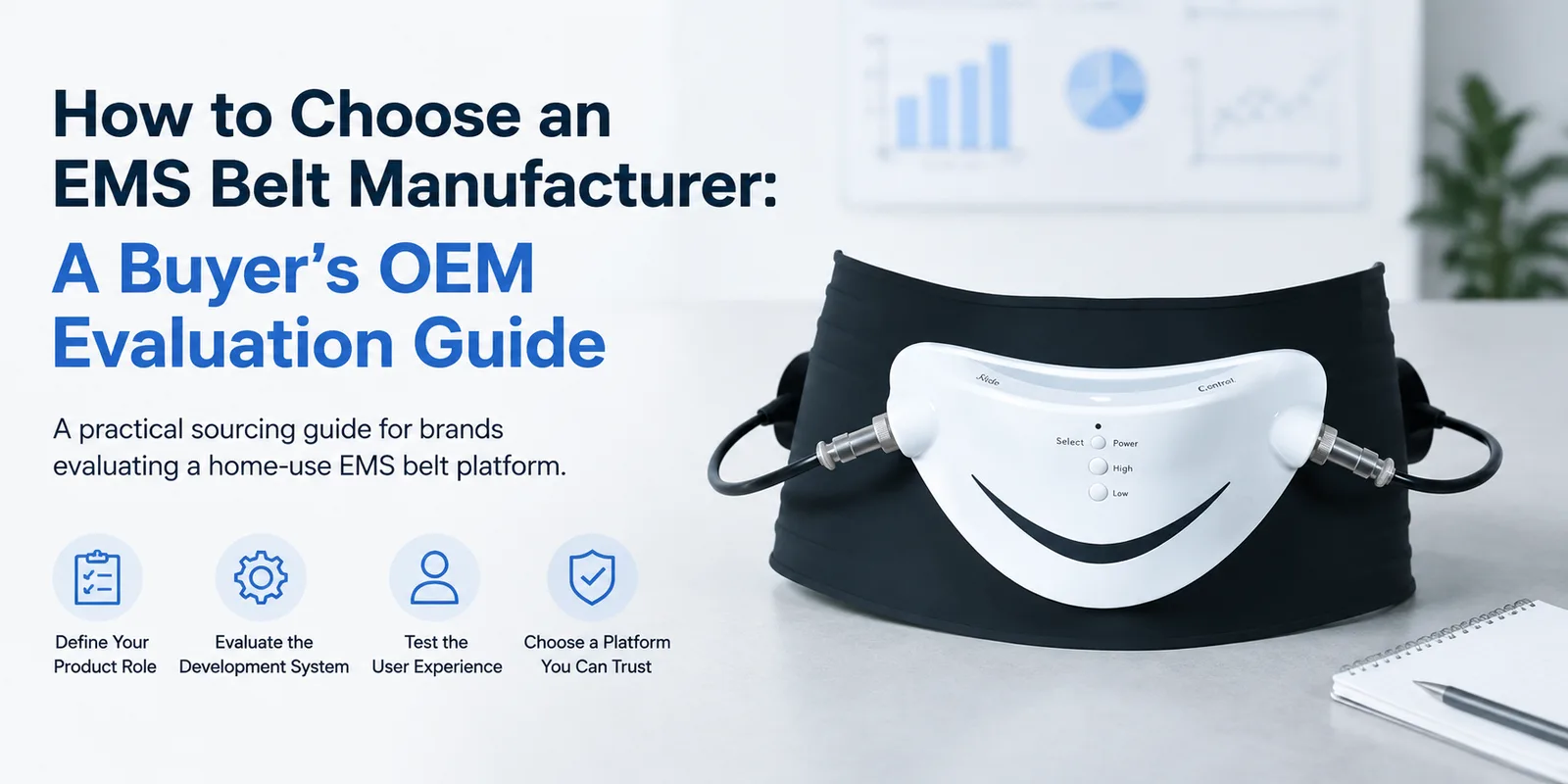 Woman wearing a waist sculpting belt in a conceptual product marketing scene