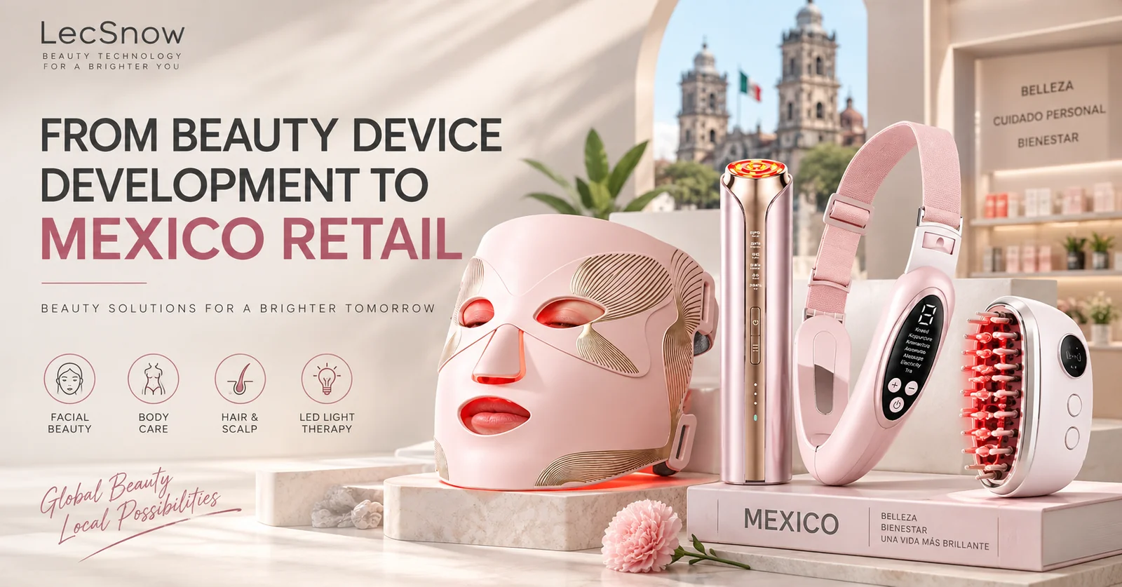 At-home beauty device categories gaining ground in Mexico: LED light therapy masks, facial toning devices, scalp care devices and body care devices