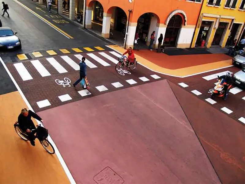 a colorful crosswalk in Italy that was transformed using StreetBond