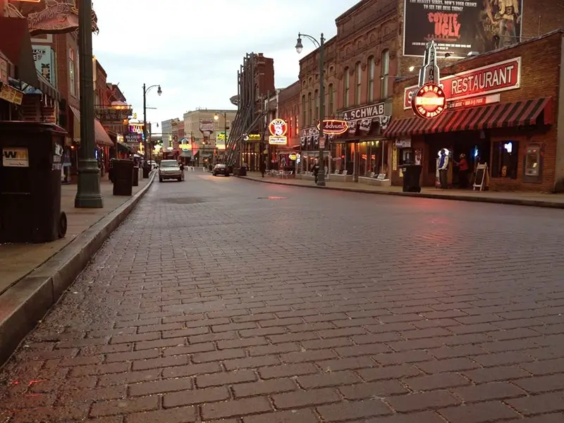 Renovated Beale St. with a semigloss patterned asphalt stamp texture