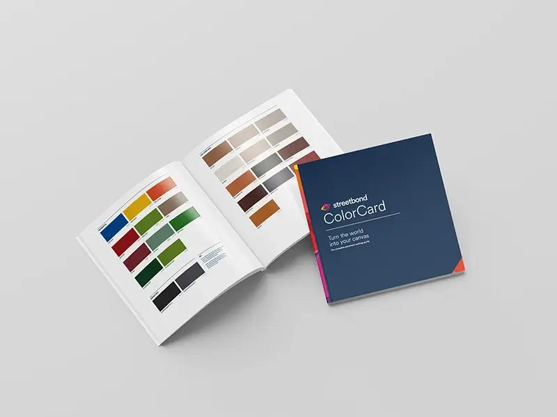 The StreetBond color book opened up to show color options