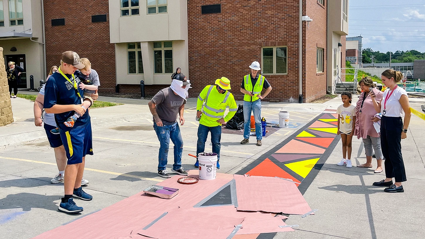 StreetBond decorative pavement design being installed at a Ronald McDonald House