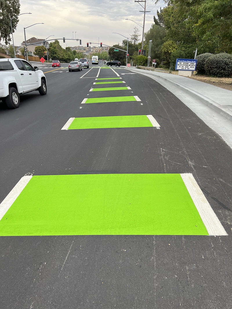 bright green bike lane