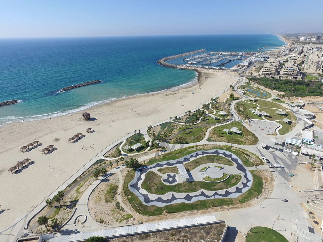 beautiful skatepark on coastal beach