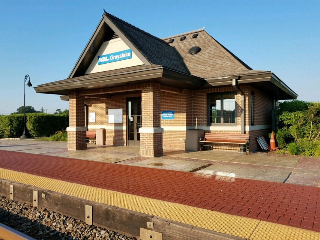 stamped asphalt at train station platform