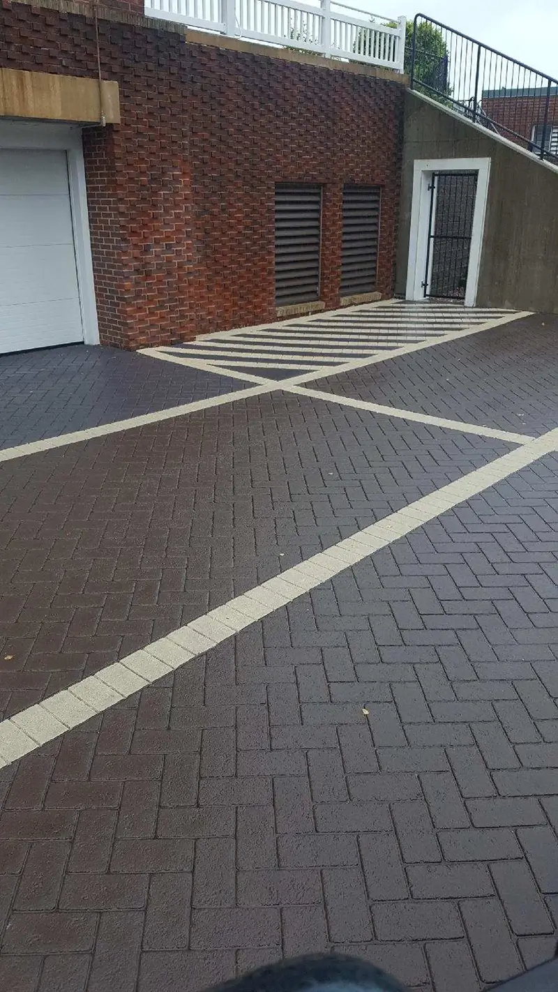 patterned parking lot spaces
